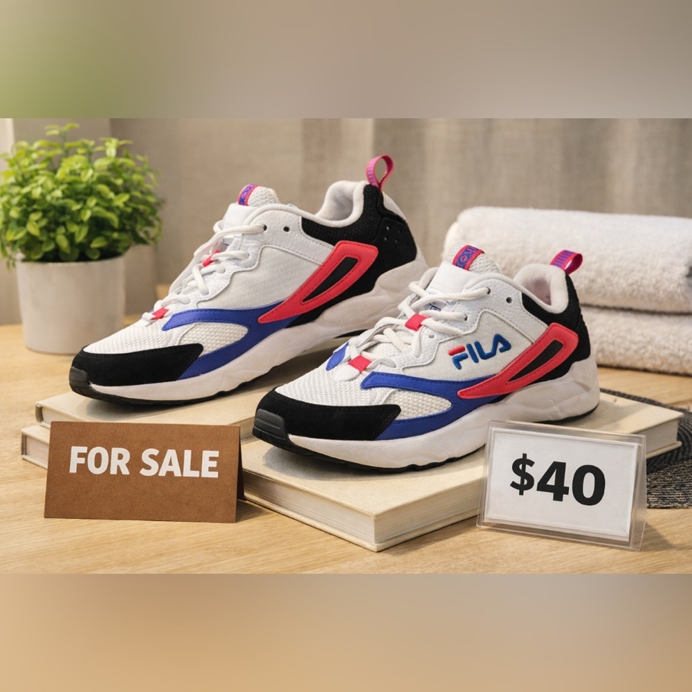 Fila Women's White, Pink, and Blue Athletic Shoes